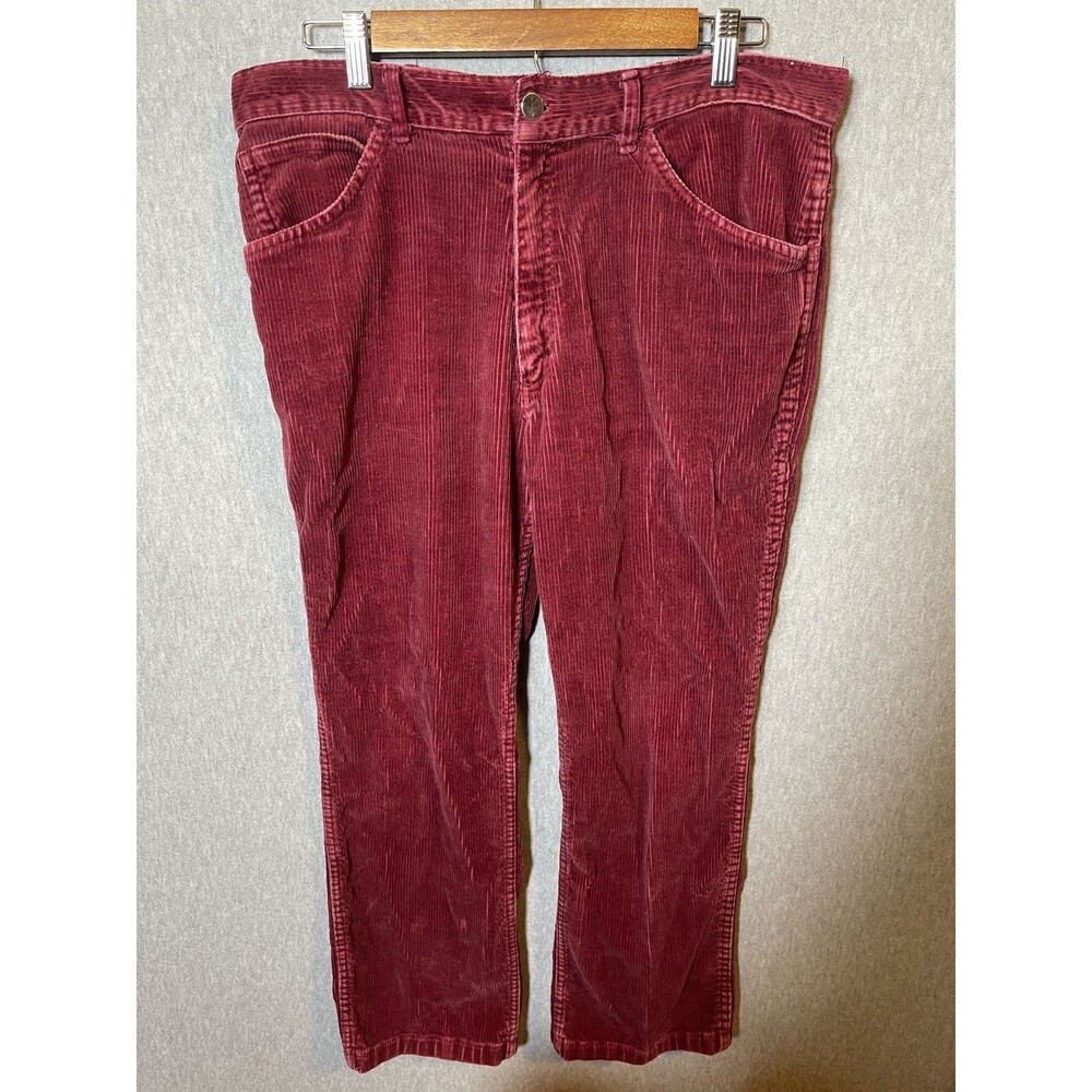 Vintage Lacoste Men's Corduroy Pants Size 38 Red Burgundy Straight Leg
